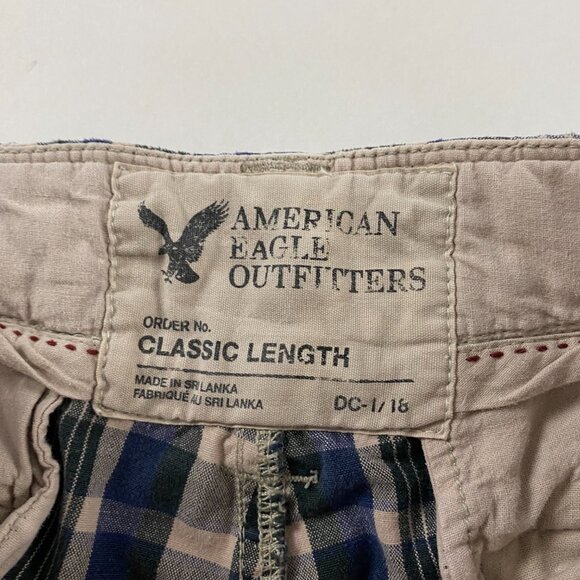American Eagle Outfitters Classic Length Plaid Cargo Shorts Mens Size 32 Cotton - Picture 6 of 12